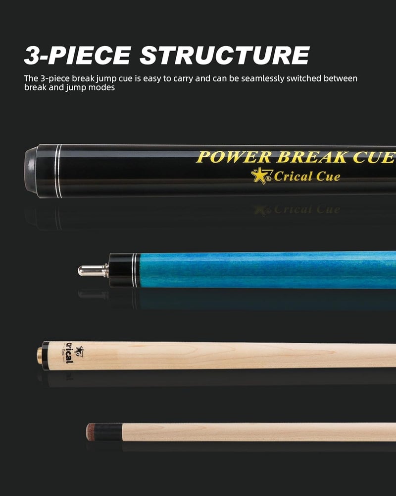 CRICAL Heavy Hitter Jump Break Cue 3-Pieces 54inch Short Maple Break Jump Cue with 13.2mm Tip Punch Cue Professional Jump Cue Billiard Pool Stick - Image 3